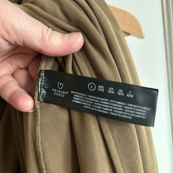 Primark Edit Midi Skirt in Moss Green Stretch Hi Lo Asymmetrical - Size L - Picture 4 of 5